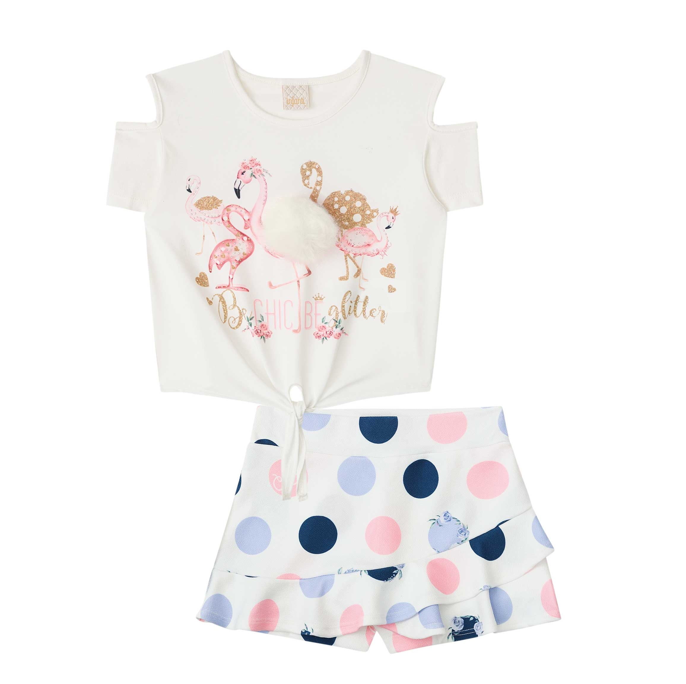 conjunto short saia e blusa infantil