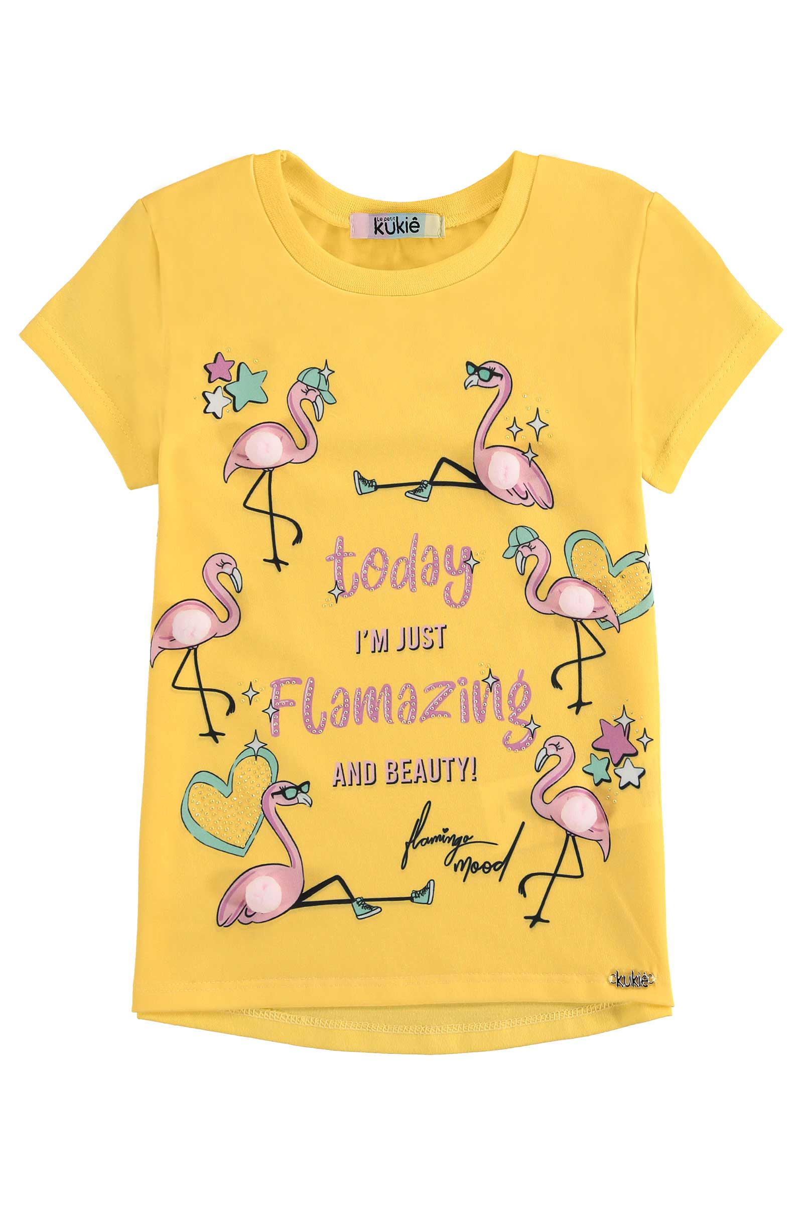 Blusa Kukie Verão Amarela Flamingo
