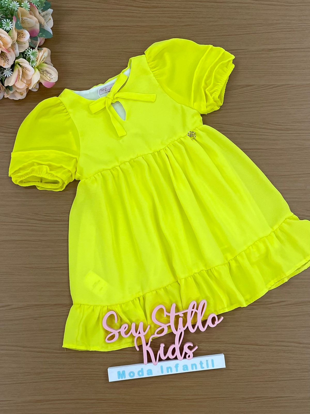 Vestido Infantil Mon Sucré Verão Amarelo