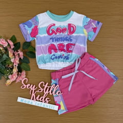 Conjunto Mon Sucré Cápsula Verão com Shorts Rosa Colors