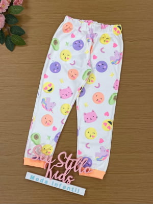 Pijama Infantil Kukie Inverno com Calça Fleece Emoji