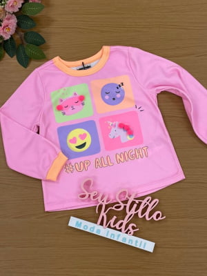Pijama Infantil Kukie Inverno com Calça Fleece Emoji