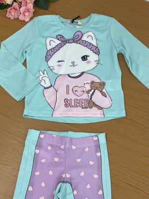 Pijama Infantil Kukie Inverno com Calça Gatinha