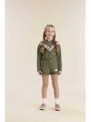 Conjunto Infantil Petit Cherie com Shorts Verde Militar Lovely