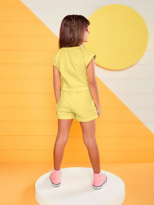 Conjunto Infantil Momi Verão Com Shorts Saia Amarelo Flower
