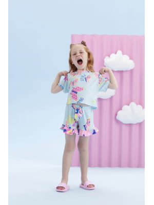 Pijama Infantil Mon Sucré Verão com Shorts Borboletas