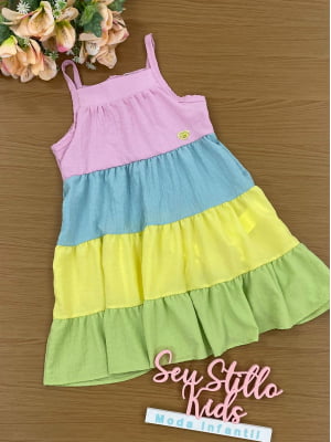 Vestido Infantil Mon Sucré Verão Midi Candy Colors